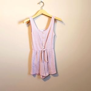 Pink stripe tie front romper